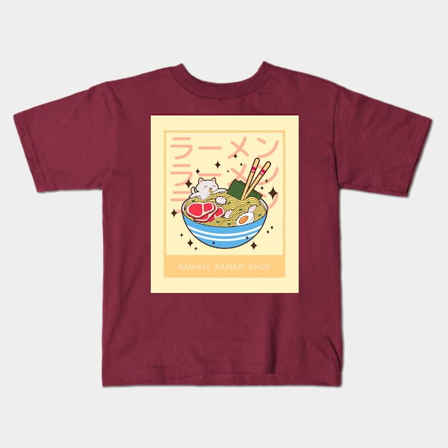 Kawaii Ramen Shop with Cat Kids T-Shirt by Escape Reality Comics